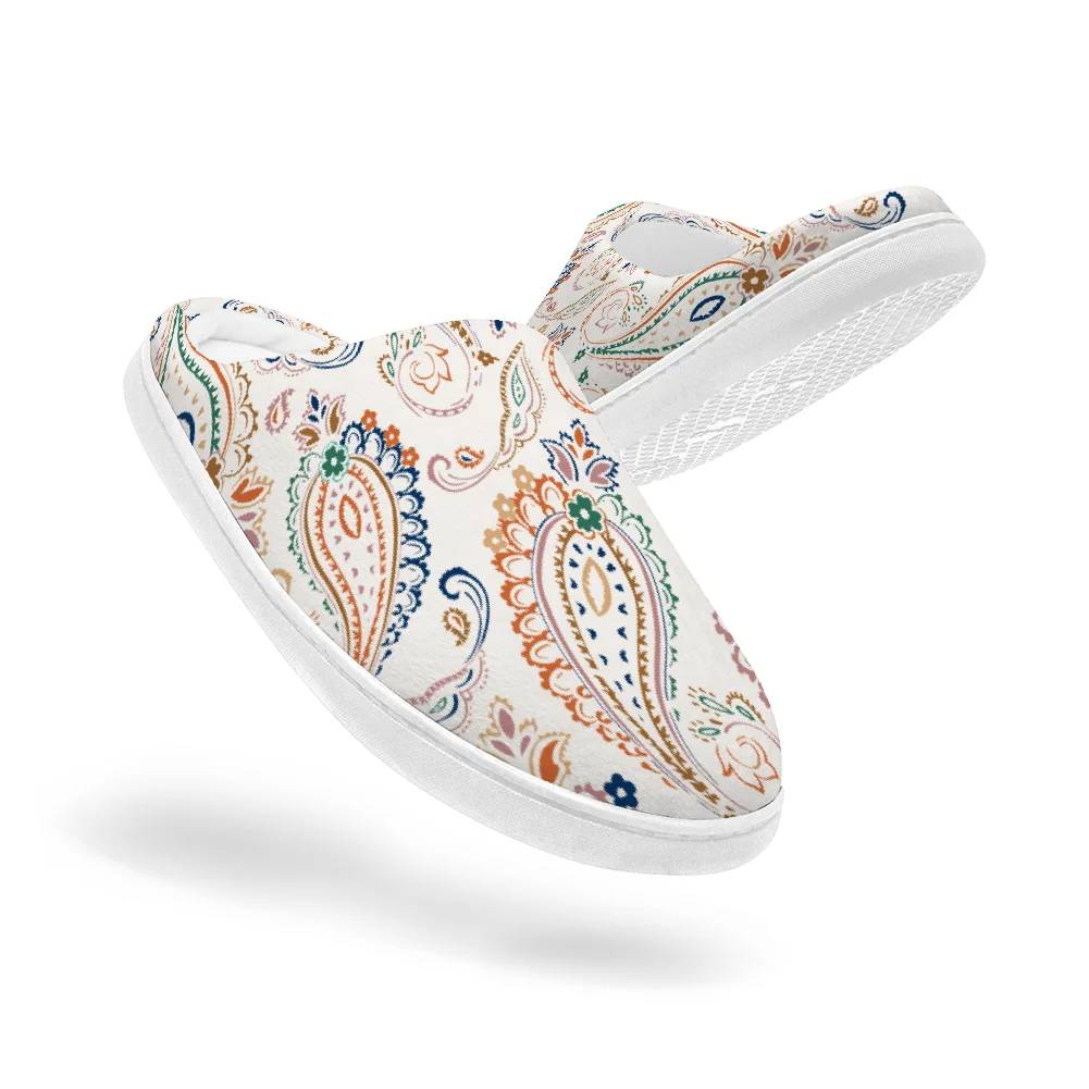 Men Shoes High - รองเท้าแตะผ้าฝ้ายลายเส้นวาดมือ Keep Smiling Home คุณภาพสูง นุ่มสบาย