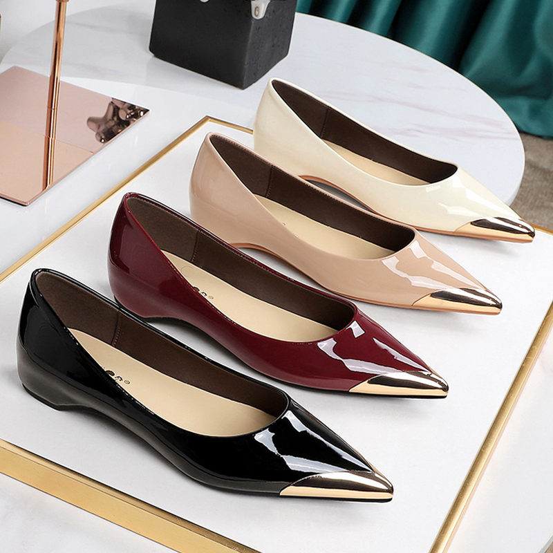 Shoes Heels Men - BIGTREE รองเท้าส้นเตี้ย รองเท้าผู้หญิง หนังแก้ว ส้นเตารีด รองเท้าส้นสูงผู้หญิง