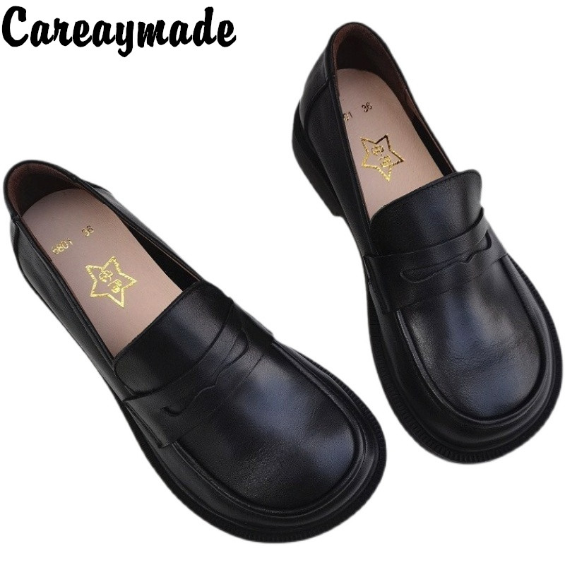 Shoes Heels Men - Careaymade-ผู้หญิงรองเท้าบนรองเท้า Oxford สำหรับผู้ชายรองเท้าหนัง Cowhide ชายทำงานรองเท้าฤดูใบไม้ผลิฤดูใบไม้ร่วงขนาดใหญ่ขนาดรองเท้า