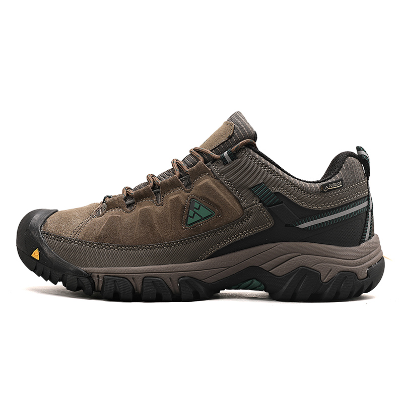 Men Shoes Outlet - Hikeup รองเท้าปีนเขาผู้ชาย, รองเท้าปีนเขาหนังที่มีคุณภาพสูงทนทานรองเท้าผ้าใบเดินกลางแจ้งพื้นยางจากโรงงาน