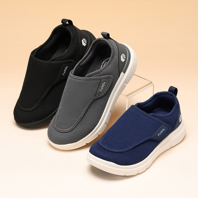 Men'S Shoes Diabetic - FitVille กว้างพิเศษ2E ผู้ชายรองเท้าเบาหวานสำหรับผู้สูงอายุศัลยกรรมกระดูกเท้าบวมปรับเดินรองเท้าผู้สูงอายุเท้าบรรเทาอาการปวด