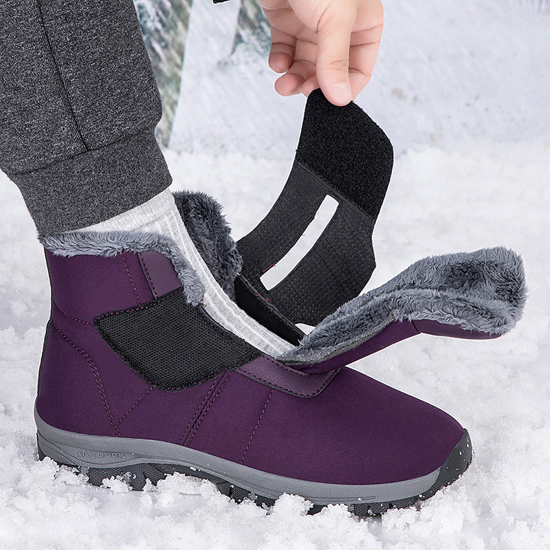 Men'S Shoes Diabetic - รองเท้าบูทหุ้มข้อบุขนสำหรับผู้หญิงฤดูหนาว ปรับขนาดได้ด้วยแถบตีนตุ๊กแก เหมาะสำหรับผู้ป่วยเบาหวาน ผู้สูงอายุ เท้าบวม นิ้วหัวแม่เท้าเอียง
