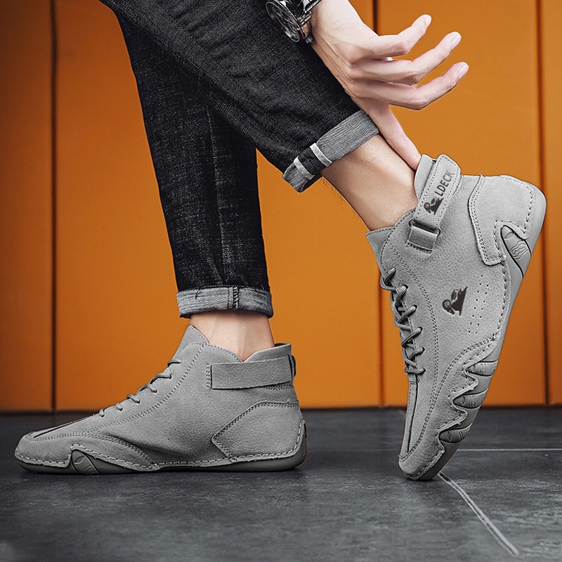 Men Shoes High - ผู้ชายรองเท้าผ้าใบลำลอง2023ใหม่ในรองเท้าข้อเท้าลูกไม้ขึ้นเพศรองเท้าแฟชั่นที่มีคุณภาพสูงรองเท้าไม่มีส้นผู้ชายหรูหรารองเท้าลำลอง mocasines