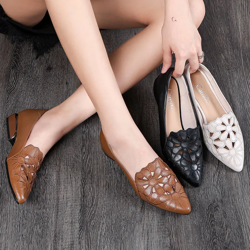 Men Shoes For Wedding - กลางส้นรองเท้าสําหรับสตรีรองเท้าส้นสูงงานแต่งงาน Hollow Out สีดําส้นรองเท้าทํางาน Lady ฤดูใบไม้ร่วง