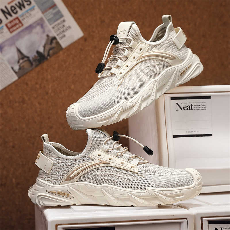 Shoes Heels Men - รองเท้าผ้าใบหนัง PU ส้นหนา สีเขียว รองเท้าผ้าใบผู้ชายแบบทอ รองเท้าผ้าใบแฟชั่น