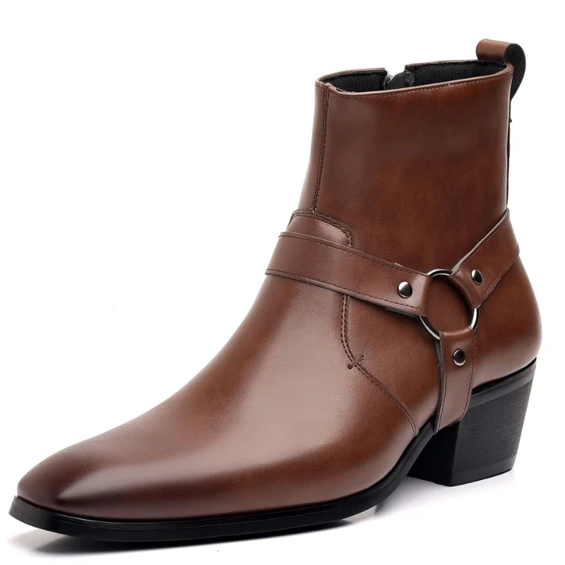 Men Shoes For Wedding - รองเท้าผู้ชายแฟชั่นรองเท้าเชลซีคุณภาพสูงผู้ชายรองเท้าคาวบอยสีดําสีน้ําตาลซิปงานแต่งงานชุดรองเท้าชาย