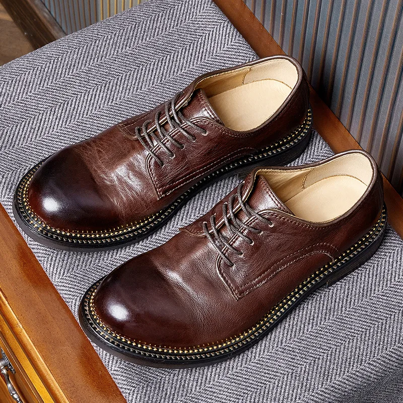 รองเท้าหนังแท้ปลายทรงกลมแฮนด์เ - Men Shoes Must Have บทวิจารณ์และราคา