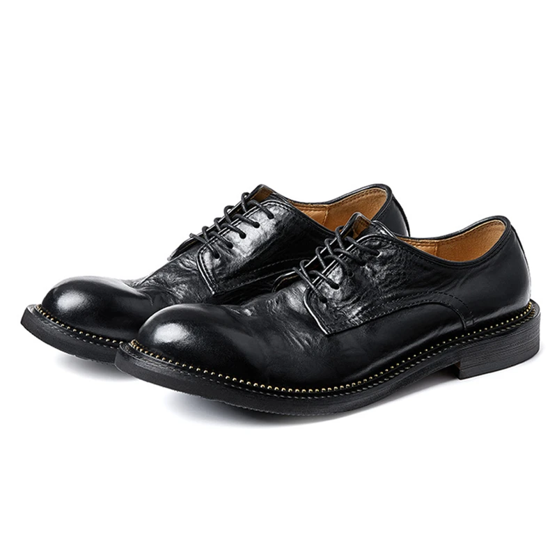 รองเท้าหนังแท้ปลายทรงกลมแฮนด์เ - Men Shoes Must Have บทวิจารณ์และราคา