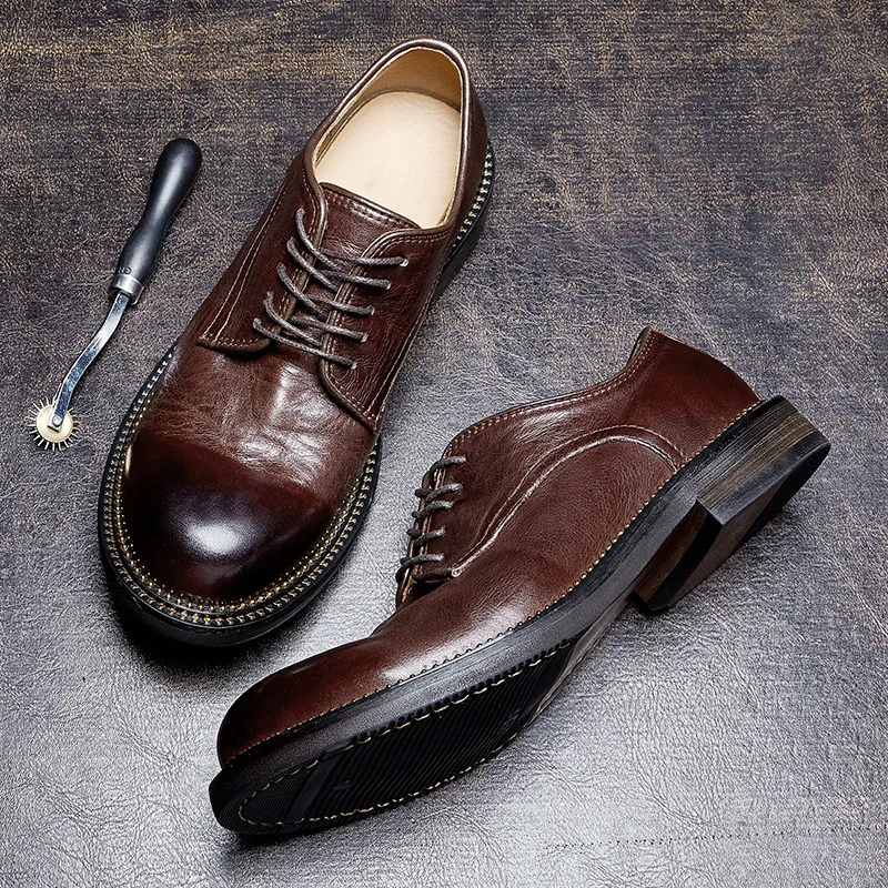 รองเท้าหนังแท้ปลายทรงกลมแฮนด์เ - Men Shoes Must Have บทวิจารณ์และราคา