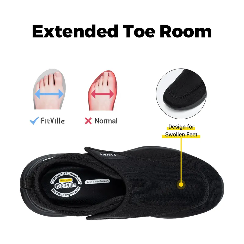 FitVille กว้างพิเศษ2E ผู้ชายรอ - Men'S Shoes Diabetic บทวิจารณ์และราคา