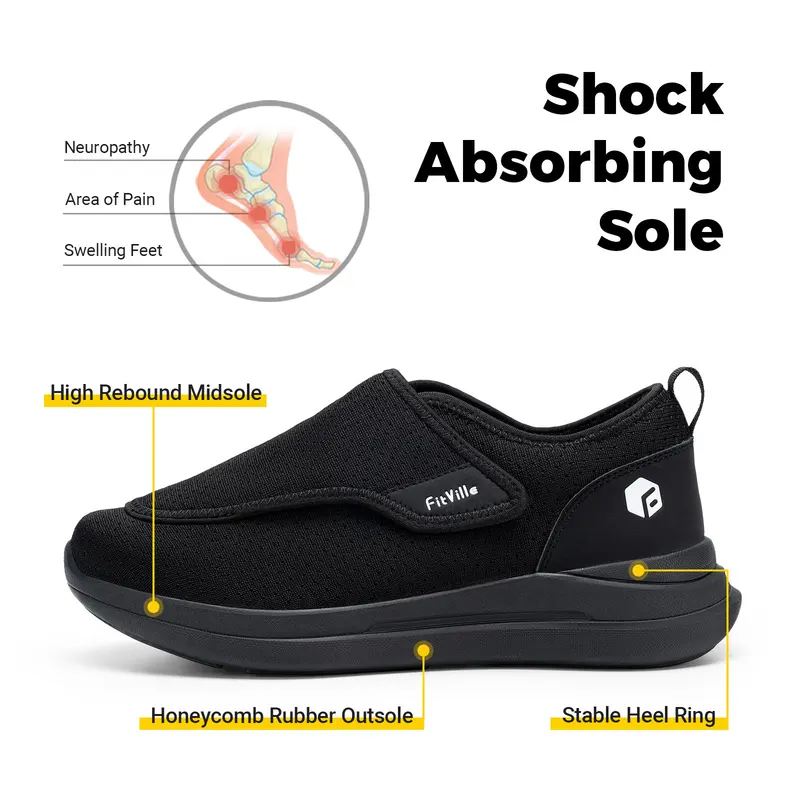 FitVille กว้างพิเศษ2E ผู้ชายรอ - Men'S Shoes Diabetic บทวิจารณ์และราคา