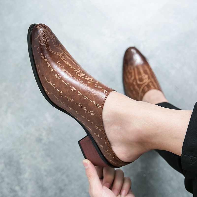 รองเท้าแตะหนังสีน้ำตาลสำหรับผู - Shoes Heels Men บทวิจารณ์และราคา
