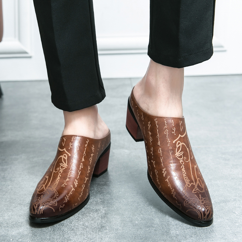 รองเท้าแตะหนังสีน้ำตาลสำหรับผู - Shoes Heels Men บทวิจารณ์และราคา