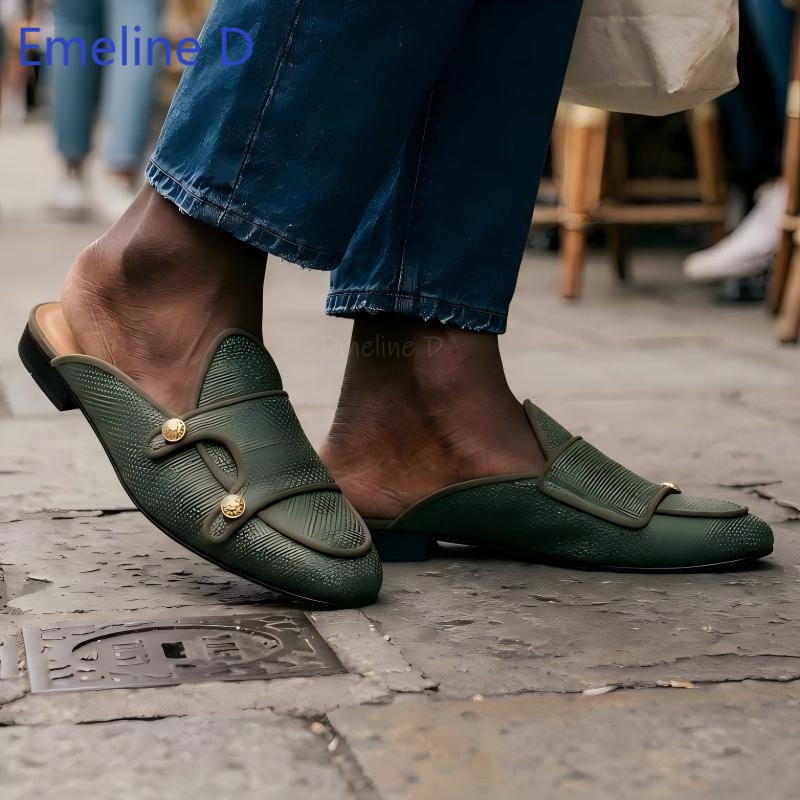 รองเท้าส้นเตี้ยแบบสวมเปิดส้น ต - Shoes Heels Men บทวิจารณ์และราคา