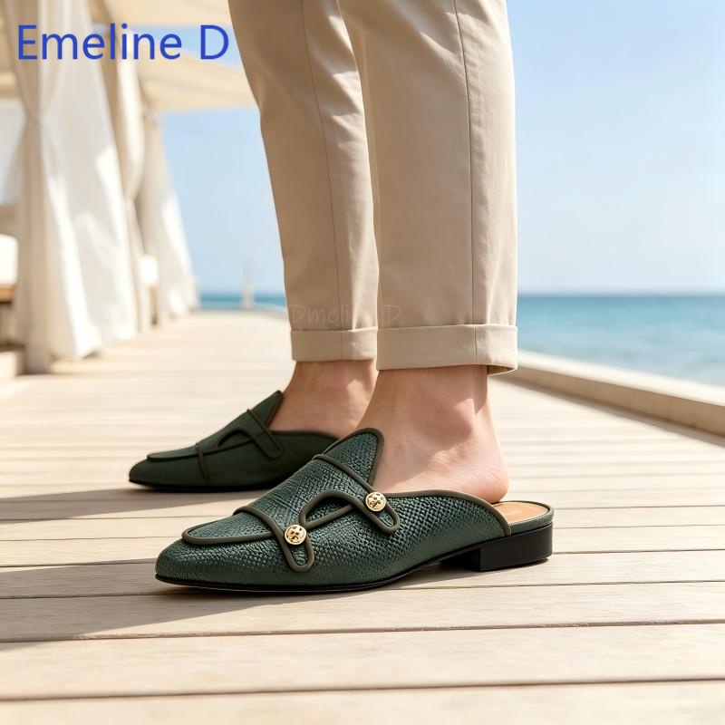 รองเท้าส้นเตี้ยแบบสวมเปิดส้น ต - Shoes Heels Men บทวิจารณ์และราคา