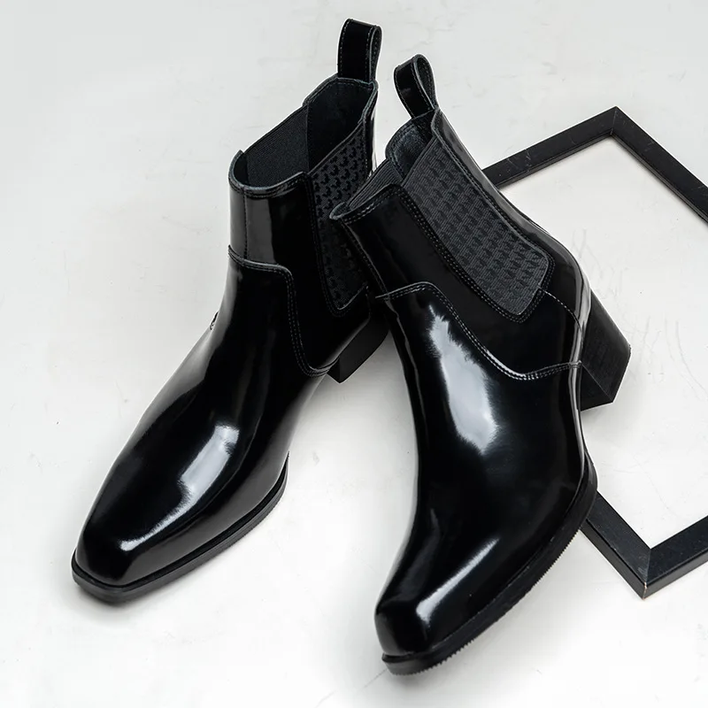 รองเท้าบูทข้อเท้าหนังแก้วหรูหร - Men Shoes For Wedding บทวิจารณ์และราคา